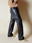 Pantalone vintage in pelle testa di moro