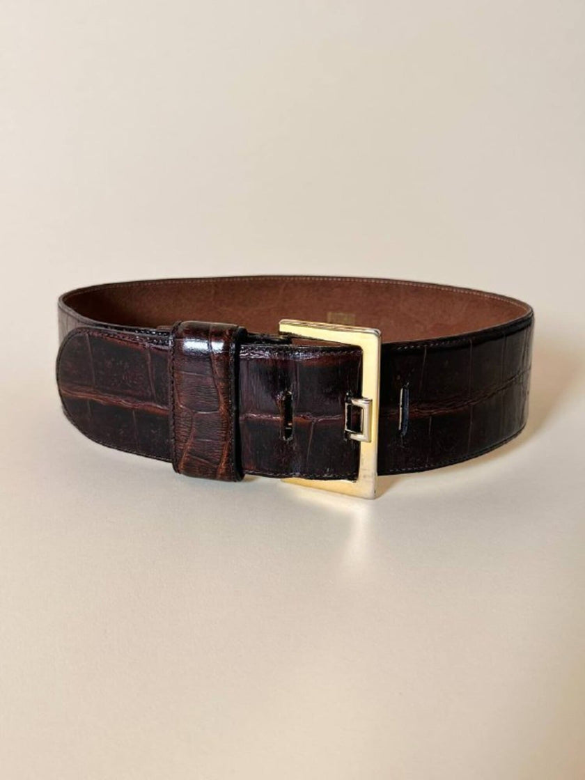 Cintura in coccodrillo marrone “Gianfranco Ferrè”