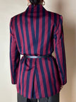Blazer a righe verticali bordeaux e blu notte con bottoni in metallo laccato Daniel Hechter