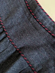 Minigonna Yves Saint Laurent in lana grigio antracite con piping a righe bordeaux e blu