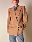 Blazer doppiopetto in lana color biscotto con bottoni dorati “Yves Saint Laurent”