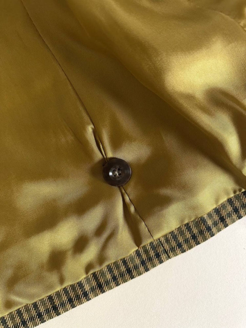 Blazer Byblos in rasato di lana pied de poule beige e verde con riporti verde oliva