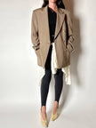Blazer vintage Yves Saint Laurent in lana cachi doppiopetto con bottoni logati oro