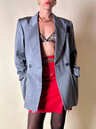 Blazer doppiopetto in rasato di lana grigio “Yves Saint Laurent”