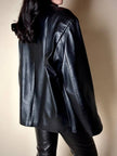 Giacca vintage in pelle nera con zip Michael Hoban North Beach Leather