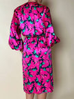 Vintage Yves Saint Laurent Wickelkleid aus Seidensatin mit Blumenmuster