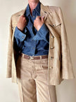 Camicia Fendissime in denim blu con bottoni  moneta da 10 lire