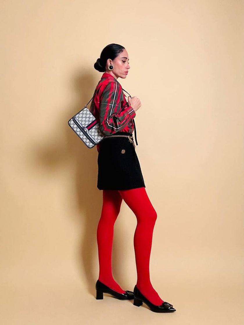 Camicia in taffetà di seta fantasia tartan 