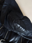 Giacca Biker vintage in pelle nera Brooklyn Bridge Factory