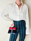 Camicia sartoriale in pura seta jacquard color crema con loghi Gucci