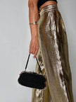 Borsa da sera vintage Art Déco in crochet  nero con montatura in metallo argentato