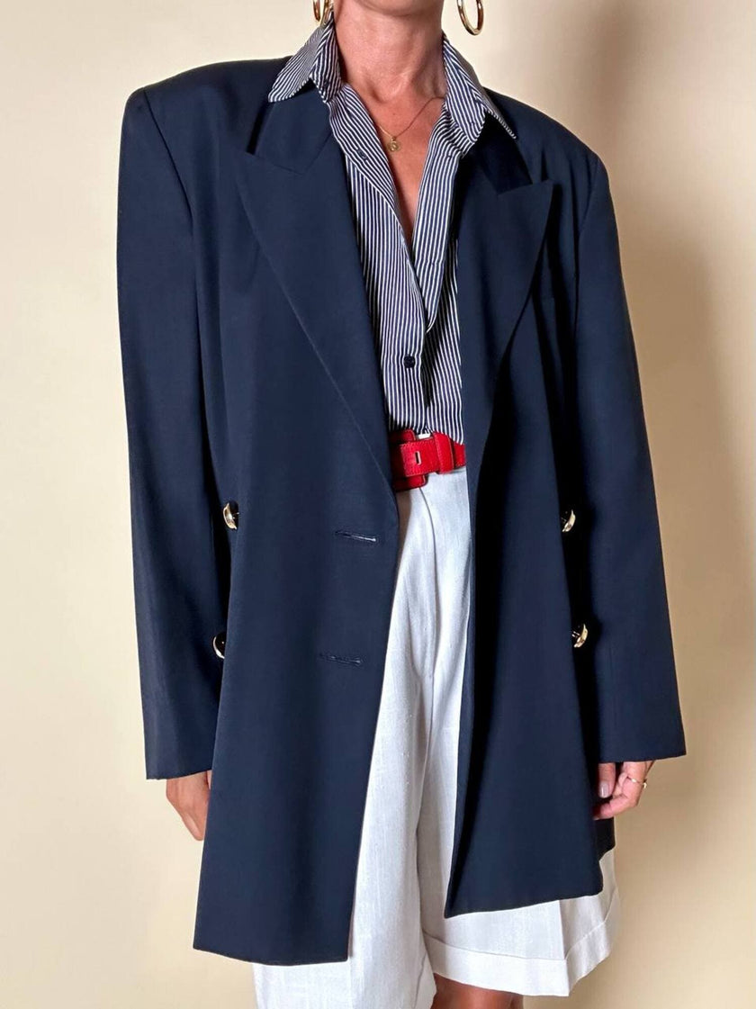 Blazer doppiopetto blu navy con bottoni dorati Grazia Bagnaresi