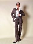 Tailleur giacca/pantalone in lana marrone chiaro “Prestige”