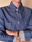 Camicia Fendissime in denim blu con bottoni  moneta da 10 lire