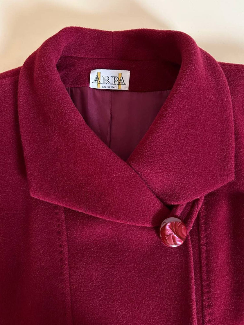 Cappotto Doppiopetto Vintage Arpa in Lana Borgogna – Lanificio G.B. Conte