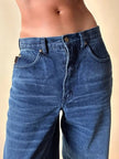 Jeans Yves Saint Laurent Vintage Boy-Friend in Denim Blu Scuro Slavato