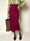 Cacharel burgundy crepe wrap-effect midi skirt