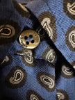 Camicia in seta Alberto Biani blu oltremare con fantasia cachemire