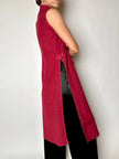 Maxi gilet vintage rosso rubino con alamari in raso
