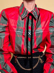 Camicia in taffetà di seta fantasia tartan 