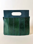 Borsa vintage Bernini in pitone e pelle verde smeraldo
