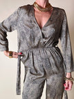 Jumpsuit in raso fantasia micro leopardo