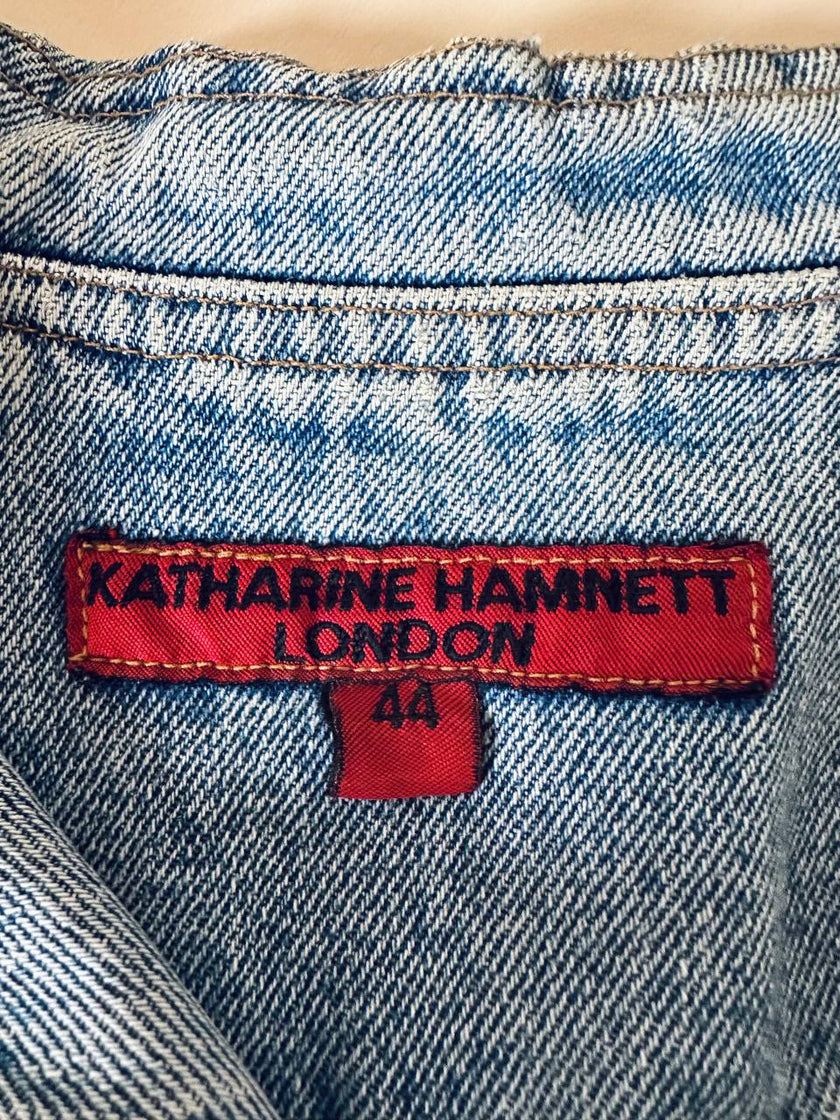 Giacca cropped Katharine Hamnett London in Denim chiaro slavato