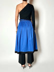 Gonna vintage Yves Saint Laurent in cotone bluette con profili neri e maxi tasche
