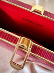 Borsa vintage Sgargi forma ottagonale in lizard rossa con tracolla in catena