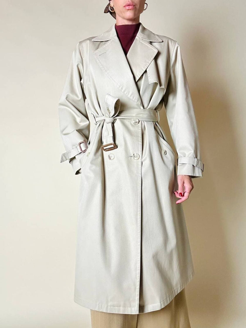 Trench in gabardine color corda con interno in lana rimovibile “Hazard”