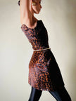 Mini abito con gonna a palloncino in cavallino leopardato