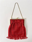 Borsetta vintage di perline rosse con frangia sul fondo