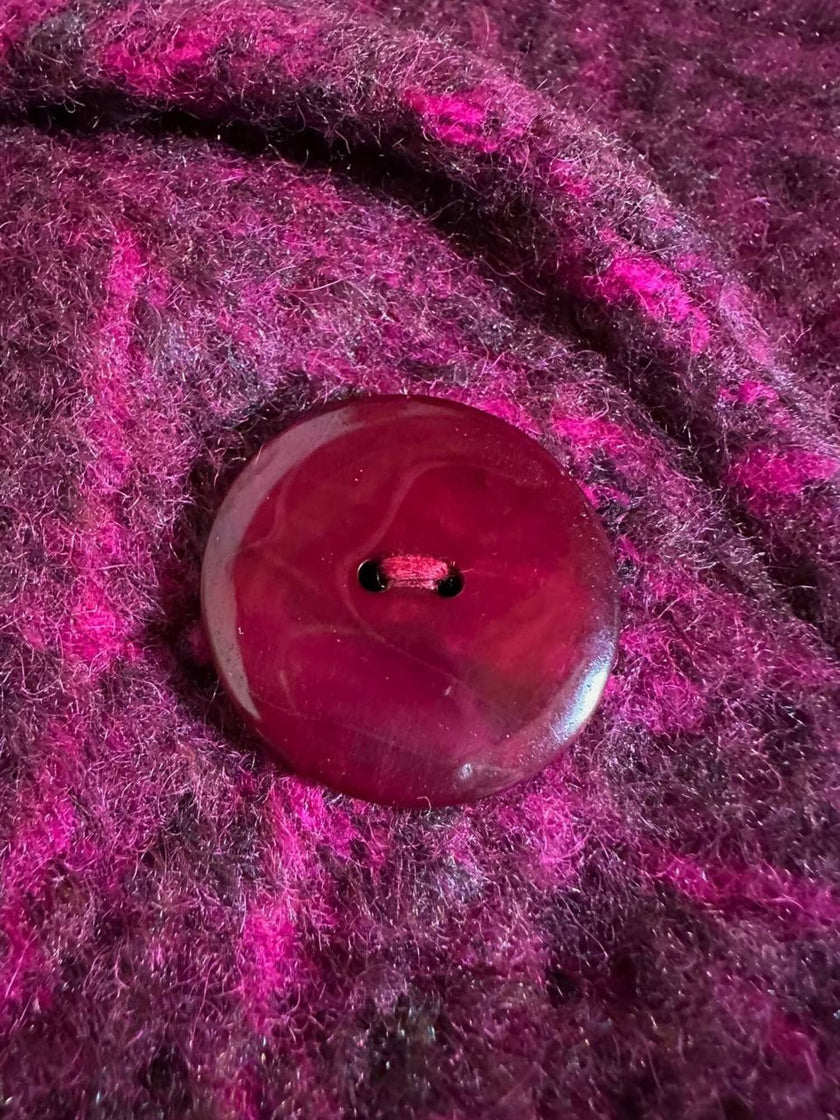 Capottino vintage spinato in tweed di lana e mohair magenta e prugna