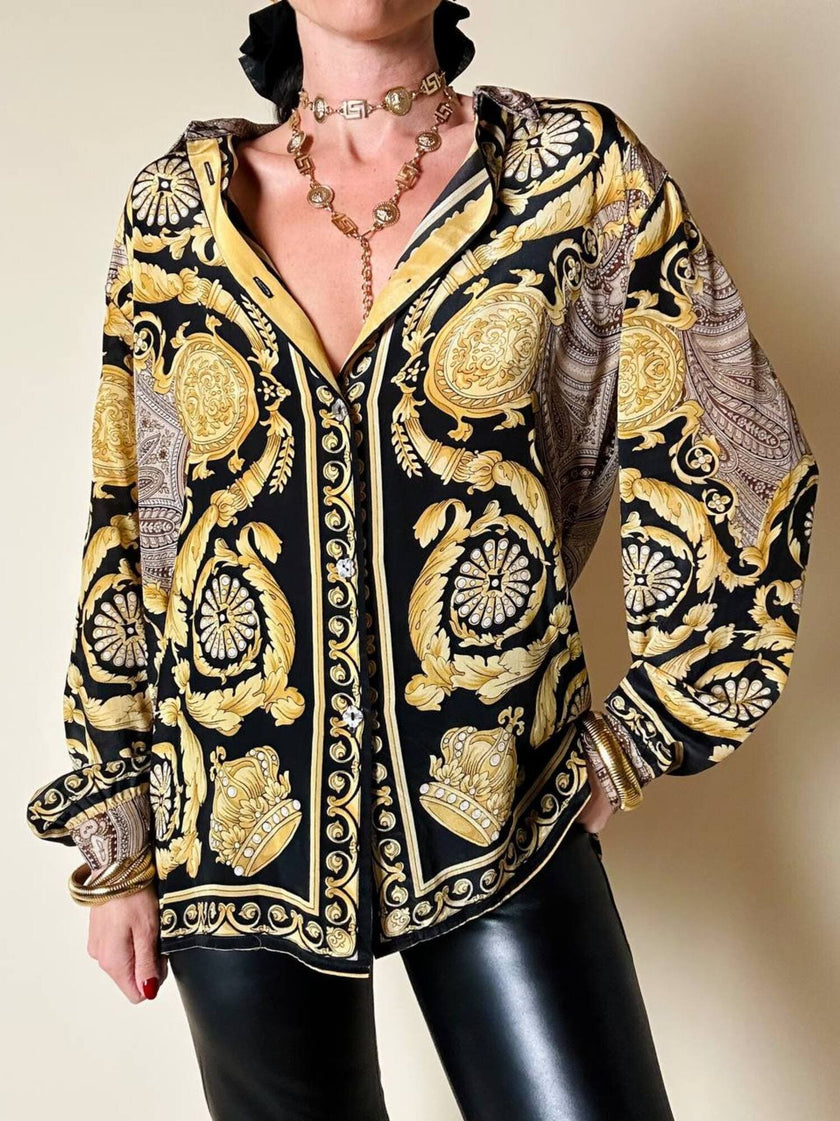 Camicia in misto seta fantasia barocca