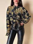 Camicia in seta opaca nera fantasia barocca