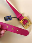 Cintura in gros grain fucsia con fibbia logata color oro “Yves Saint Laurent”