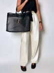 Borsa vintage Fendi in rete mesh nera con maxi logo FF