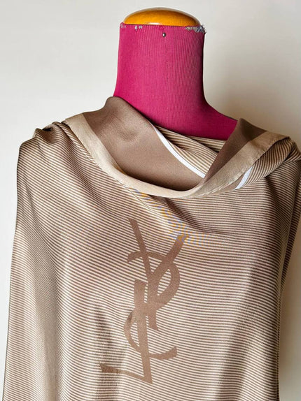 Foulard Yves Saint Laurent vintage in seta a righe con monogramma YSL