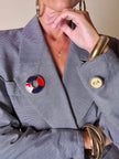 Blazer Yves Saint Laurent fantasia doppiopetto a righe bianche e blu con bottoni dorati