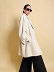 Cappotto sartoriale in lana e alpaca color panna