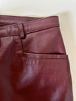 Pantalone a gamba dritta in pelle bordeaux In Extenso