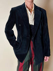 Blazer doppiopetto Antonio Fusco in velluto nero a coste