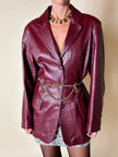 Blazer oversize in pelle bordeaux Max