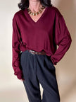 Pullover con scollo a V in misto lana bordeaux Wifshire