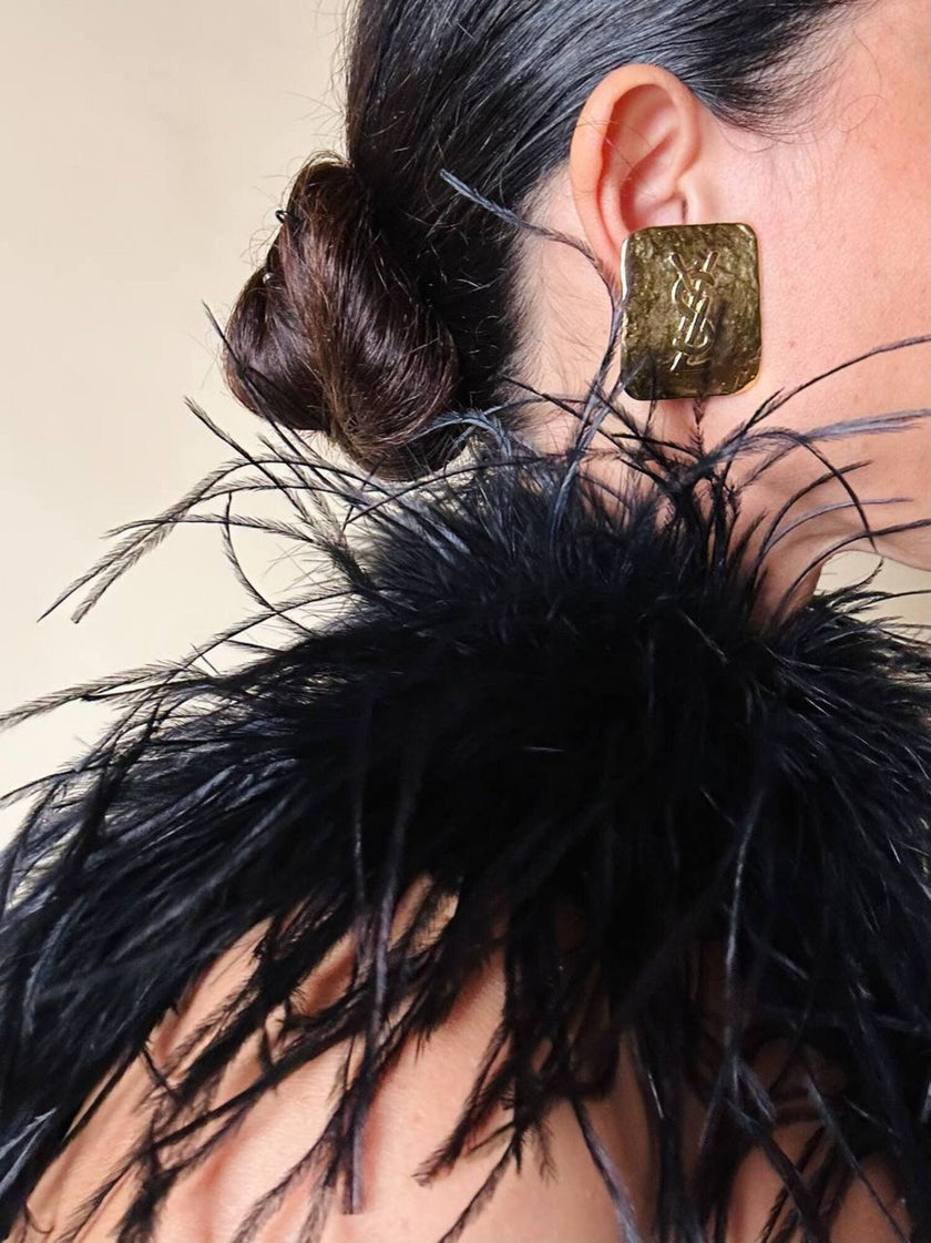 Maxi clip oro con logo “Yves Saint Laurent”