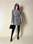 Collant vintage Yves Saint Laurent in lycra lucida nera con elastico logato