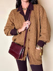 Fendissime handbag in burgundy brushed leather with gold chain jewel handle and detachable shoulder strap