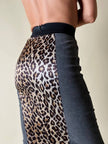 Longuette leopardata con riporti in tela grigia “D&G”