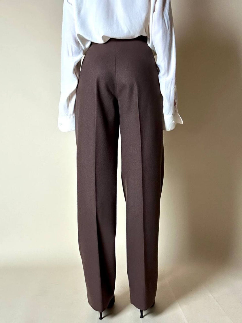 Tailleur giacca/pantalone in lana marrone chiaro “Prestige”