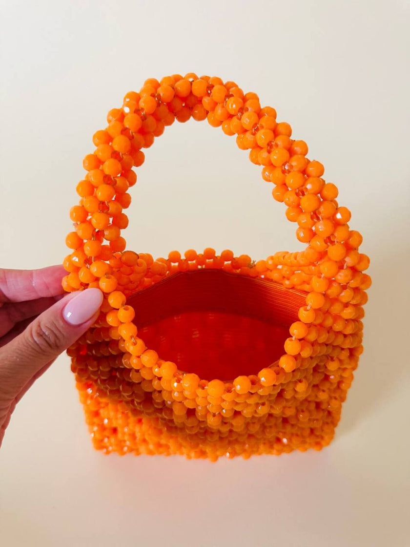 Mini hobo bag di perline arancioni